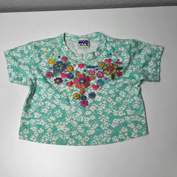 Vintage Floral Embellished Lot of 2 Shirts and Printed Shorts Girl's Size Medium - Picture 2 of 12